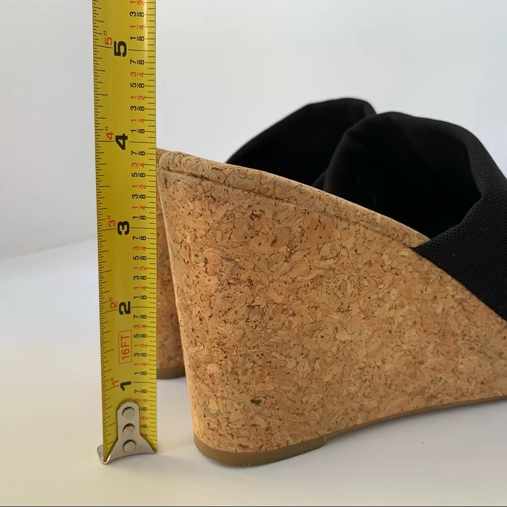 Lucky Brand Navy Fabric Cork Wedge Slide